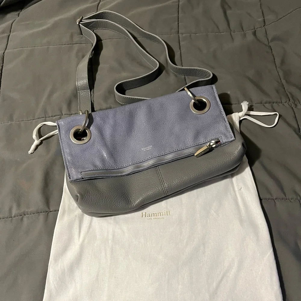 EUC Hammit VIP Meduim Montana reversible crossbody in Stingray Blue/Steel Grey - Picture 3 of 17